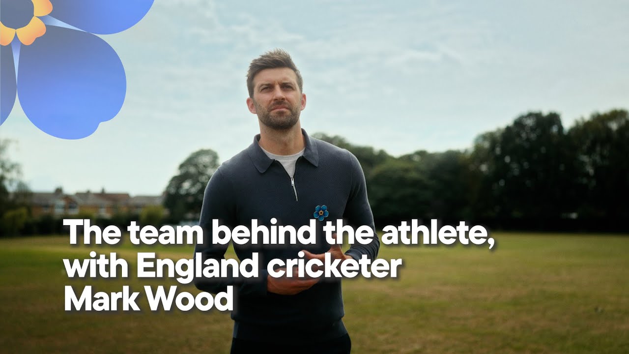 The team behind the athlete, with England cricketer Mark Wood
