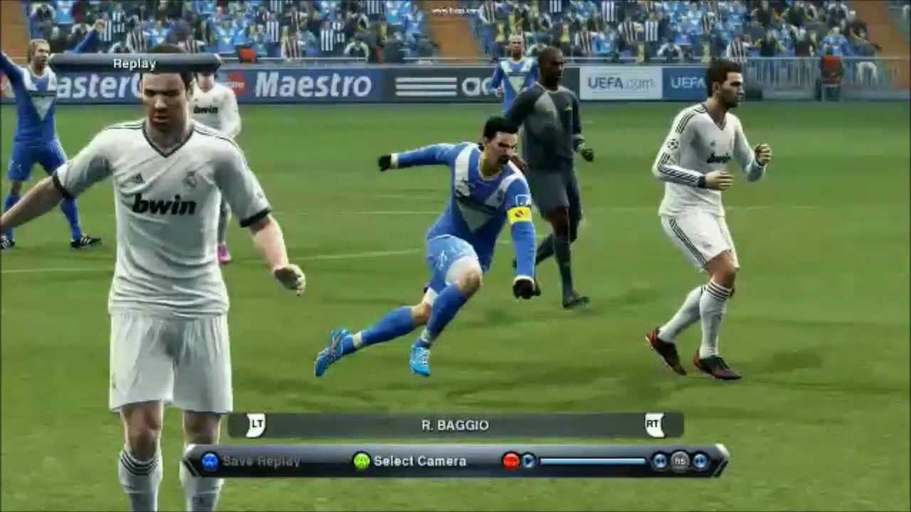 Roberto Baggio Stunning Magical Shot Goal PES 2013 PC Brescia Vs Real Madrid