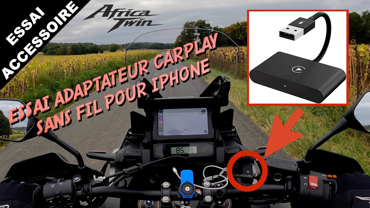 Africa Twin 2023 - Essai d'un adaptateur CarPlay sans fil pour iPhone