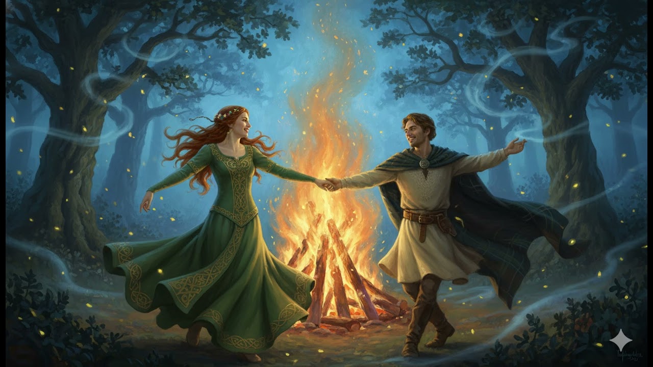 Heartwarming Celtic Music near a campfire in the mystical night forest