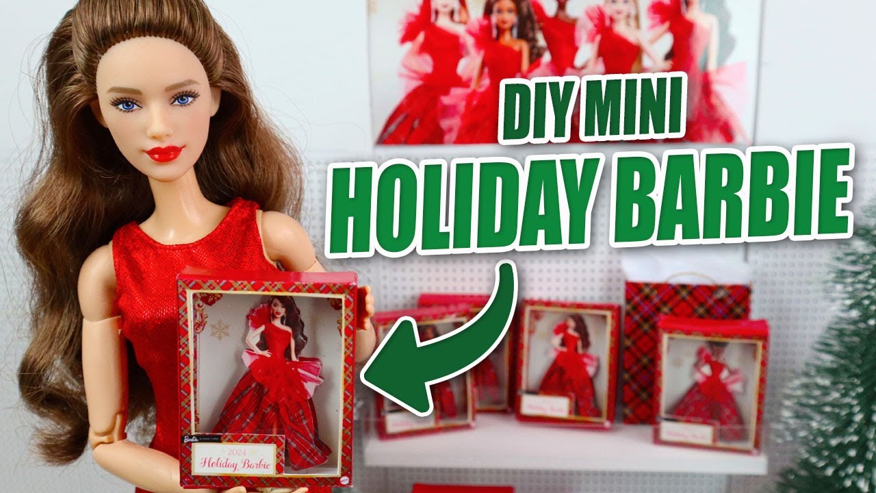 DIY Miniature Holiday Barbie 2024 - Make your own Mini Brands - Christmas Craft and Gift idea
