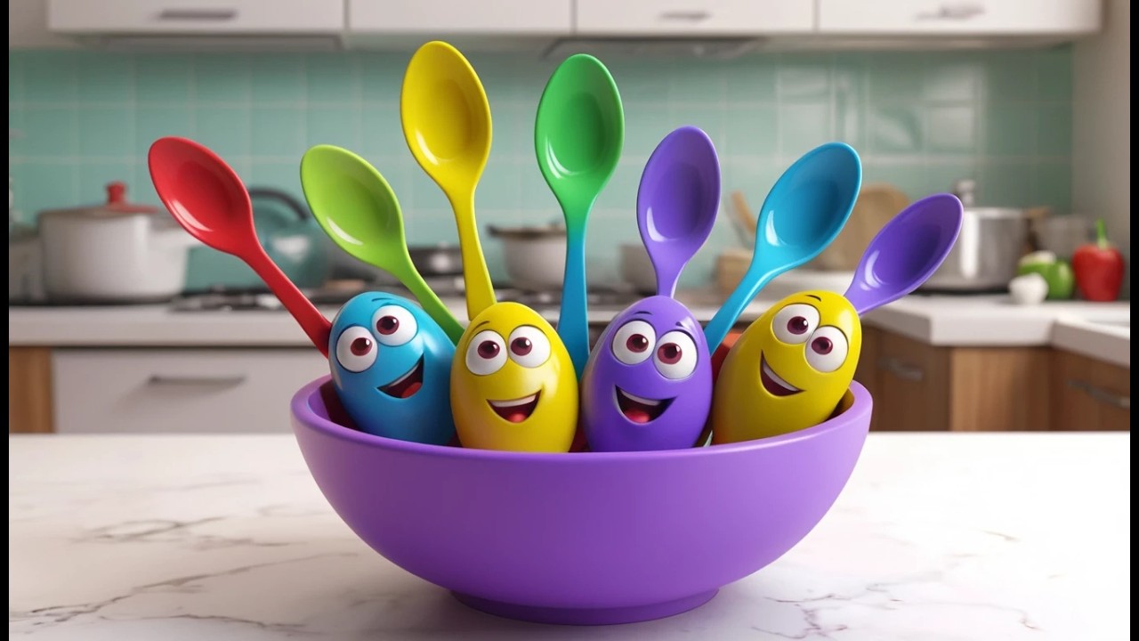 Five Little Toy Spoons Stir Stir Stir | Cooking Song & Kitchen Rhymes for Kids