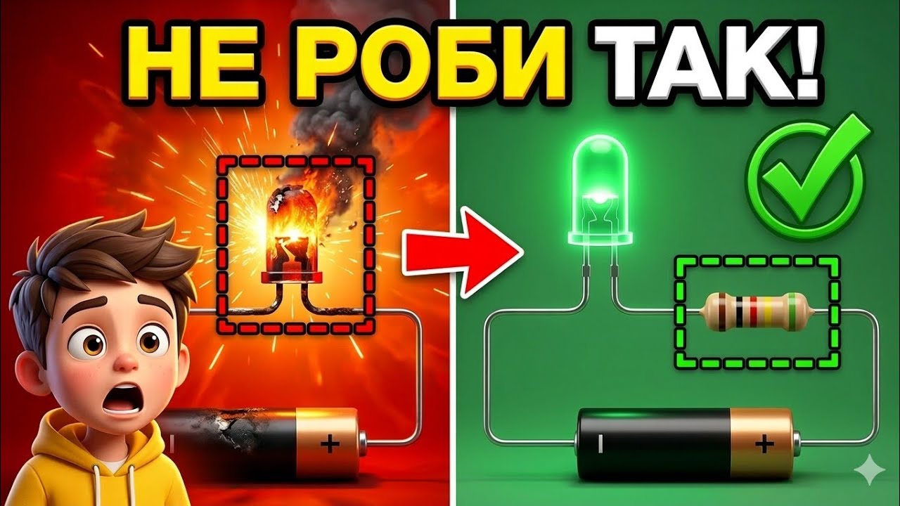 Світлодіод і резистор простими словами | Перший міні проєкт на Breadboard