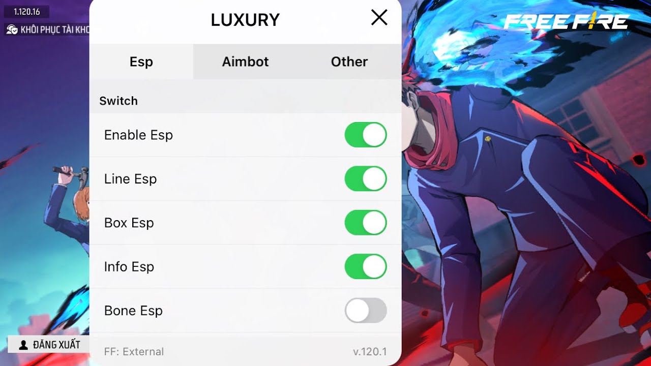 Free Fire OB52 | Hack Menu Rời , Esp , Aimbot , Cam Xa Pc, IPA - Apk No JB , No Root , Antiband 100%
