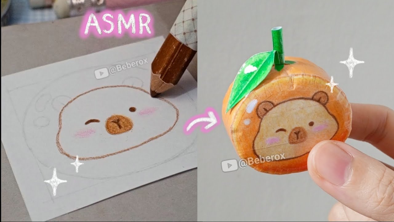 ASMR Drawing 🎧 Cute Capybara 💖 Orange | Paper Craft Ideas ✨ | Tutorial