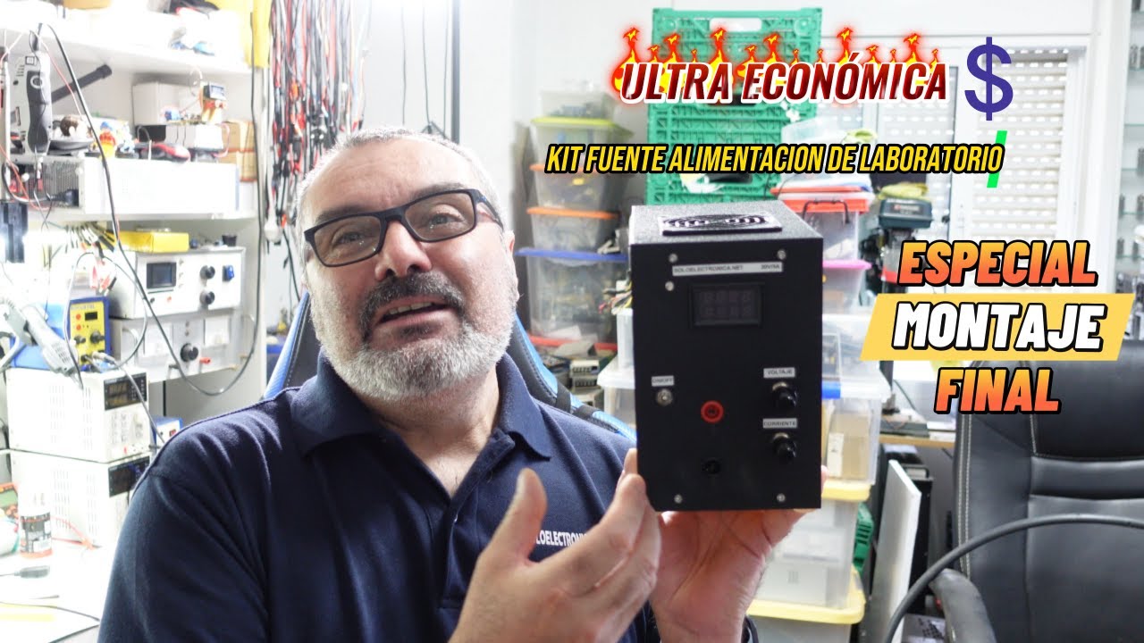 MONTAJE FINAL CON LA CAJA DEL KIT DE LA FUENTE ALIMENTACIÓN DE LABORATORIO ULTRA ECONÓMICA