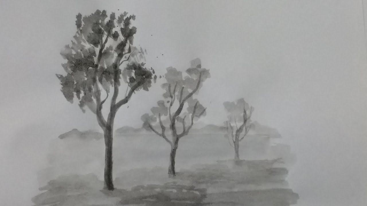 Como Dibujar árboles con Tinta Aguada. Ensayo. Tinta a Aguada.