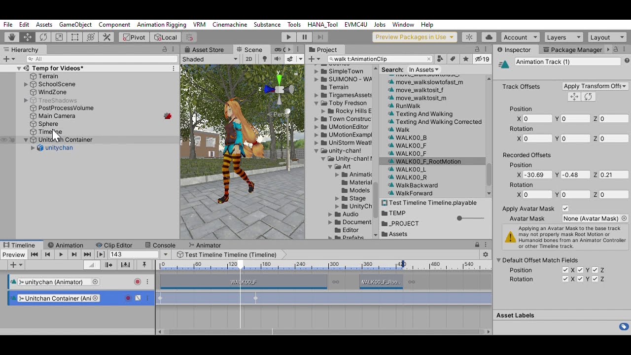 Unity Timelines and Walk Animations