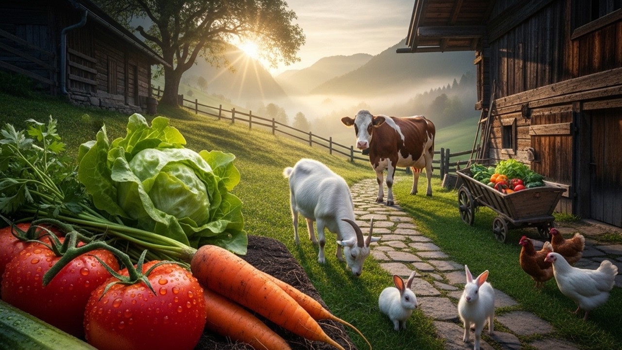 Life on a Traditional Swiss Farm 🐄🌿 | Morning Milking & Fresh Harvest Routine