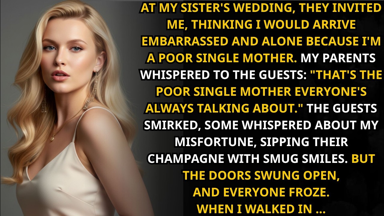 At my sister’s wedding, they mocked me as a single mom, expecting shame—but but when I walked in