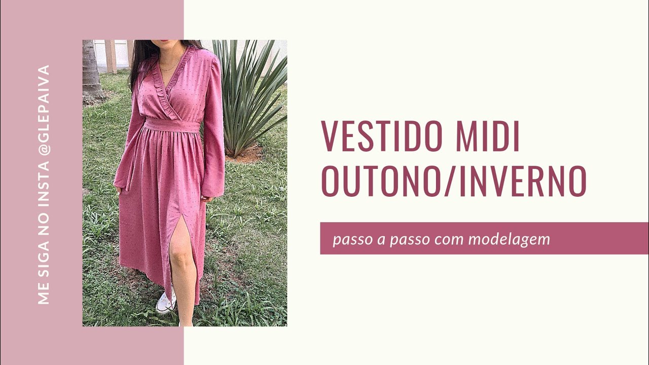 VESTIDO MIDI, COM FENDA E DECOTE TRANPASSADO feito em viscolinho