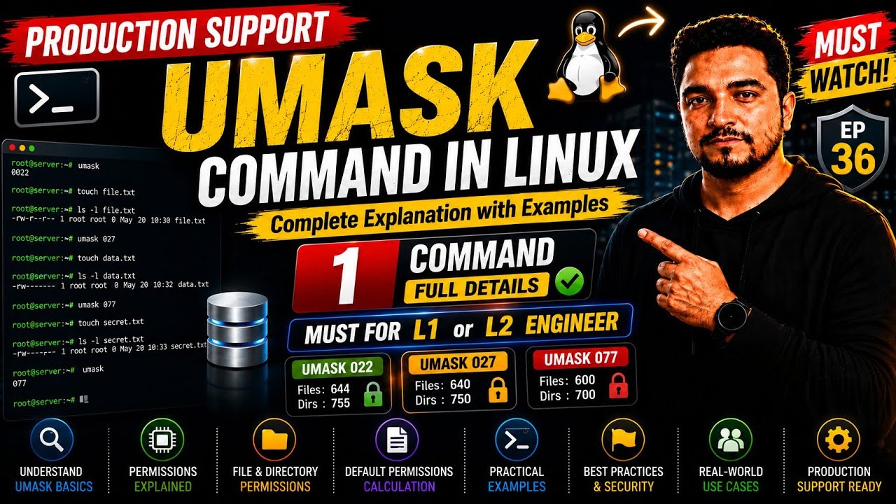 umask Command in Linux 🔐 | Default File Permissions Explained in Hindi