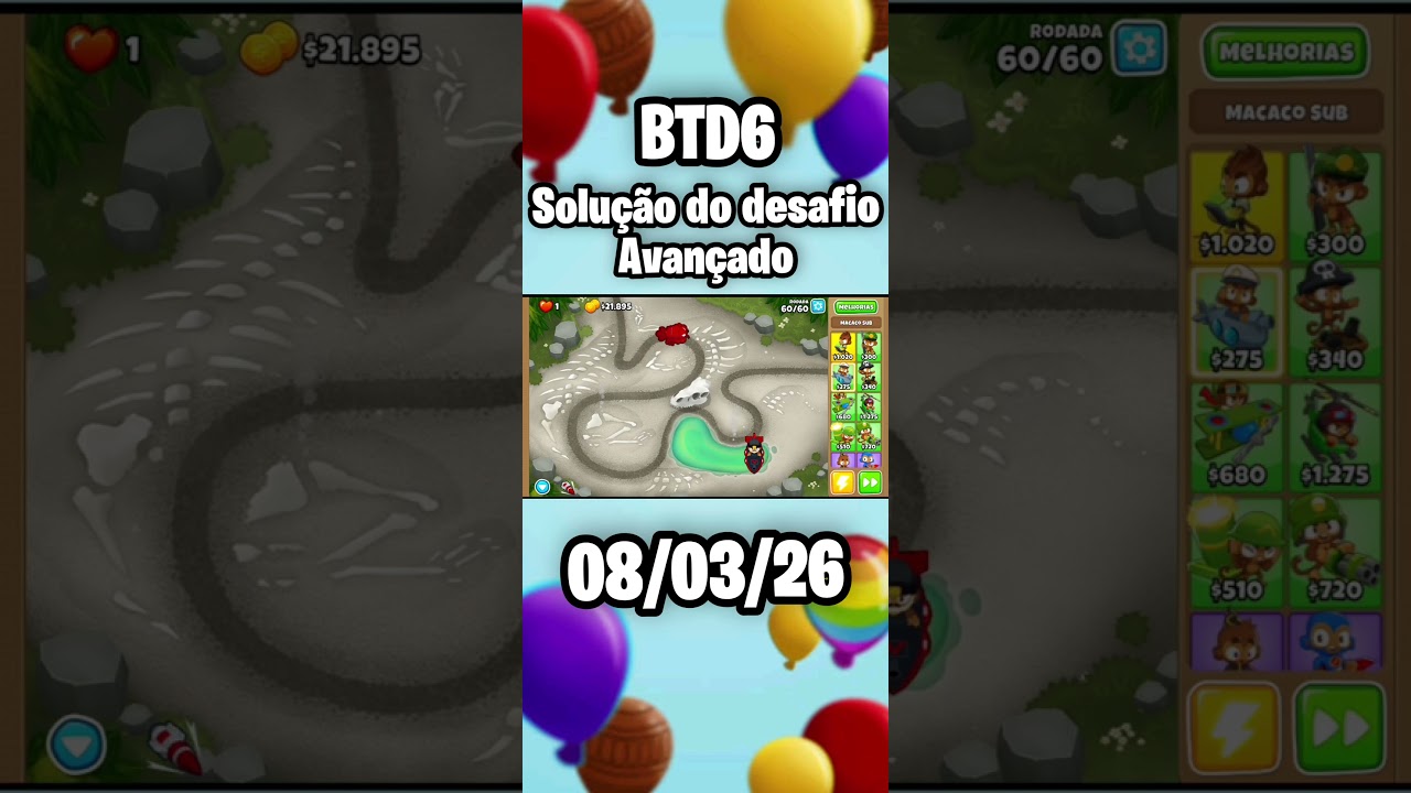 solução do desafio avançado 08/03/26 - Bloons TD6 #viral #bloonstd6 #games