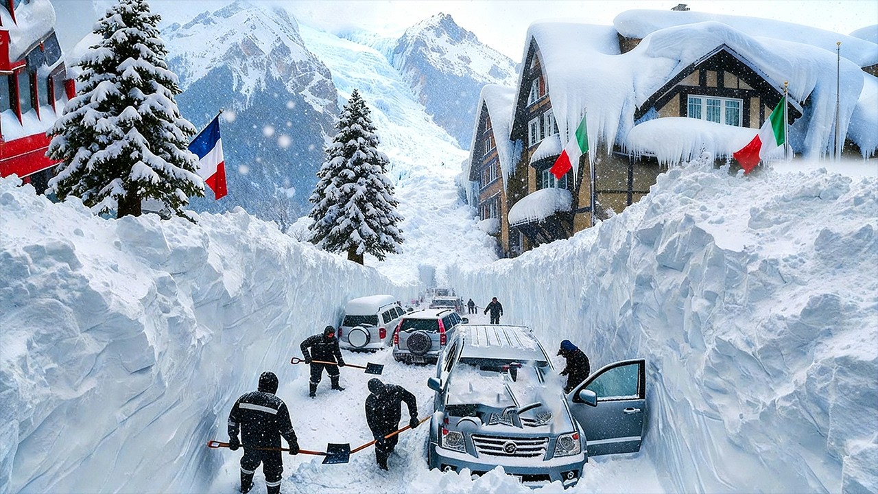 Alps Frozen!❄️ Homes Buried Under Mountains of Snow as a Terrifying Avalanche Strikes Italy & France