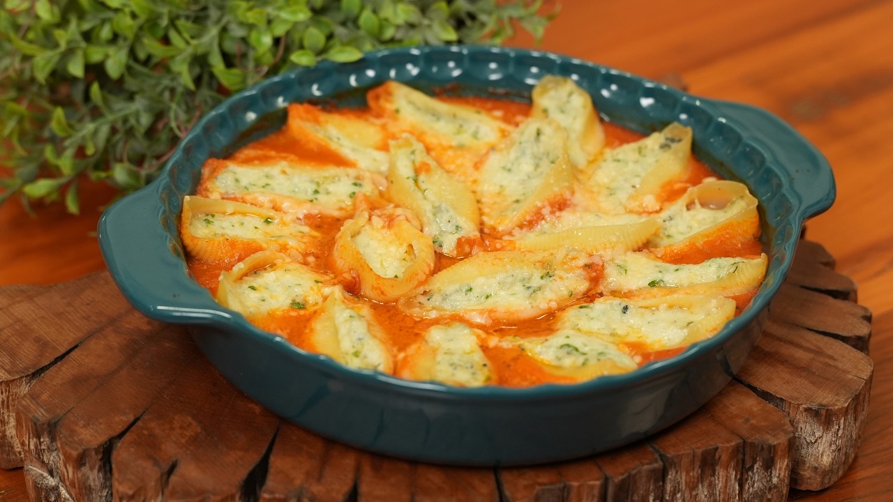 Conchiglione 5 queijos super cremoso (massa recheada fácil de fazer) - Wilza Leonel