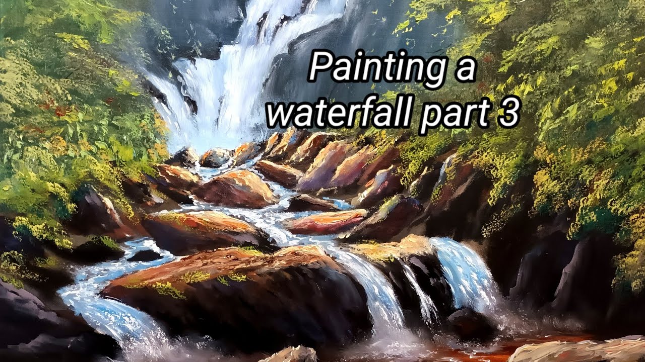 Painting a waterfall part 3  #painting rocks