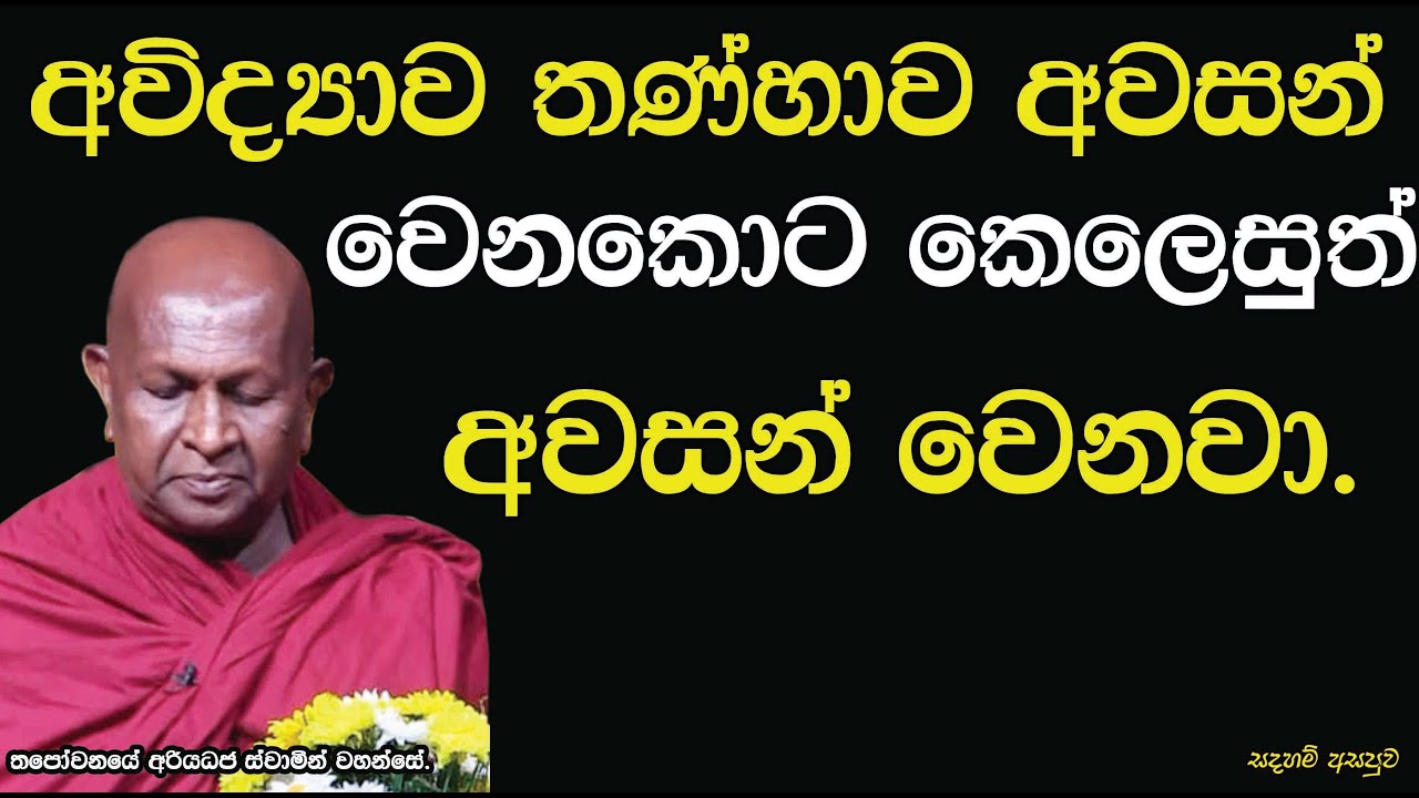 අවිද්‍යාව තණ්හාව අවසන් වෙනකොට කෙලෙසුත් අවසන් වෙනවා.704පූජ්‍ය තපෝවනයේ අරියධජ හිමි