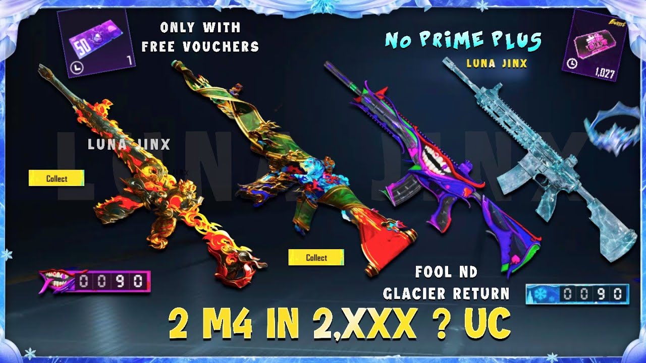 2 UPGRADABLE M416 AT LESS UC | FOOL M4 AND GLACIER M4 RETURN | TIGER M4 | FREE VOUCHER TRICK 