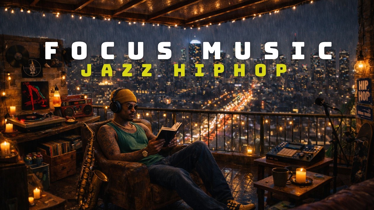 Deep Focus Jazz Hip Hop ☔ Rainy Night Balcony Session | Beats for Study, Work & Coding