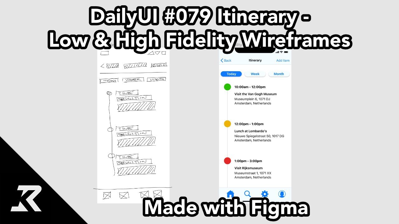 [DailyUI #079] Itinerary - Low and High Fidelity Wireframe Process Video Made with Figma