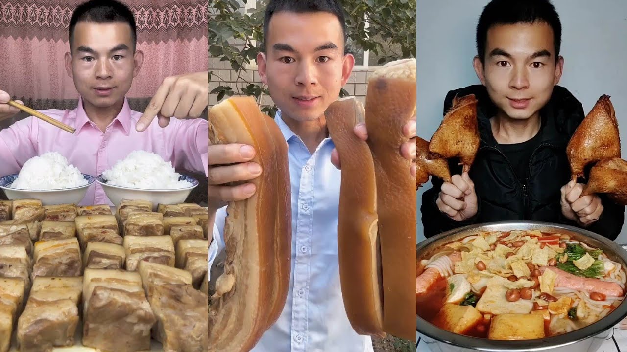 Mukbang Foodie Meat 🍖🥓 Pork Chicken 🍗 Noodles 🍜 with Chinese food #cooking #dinner #pork #food 