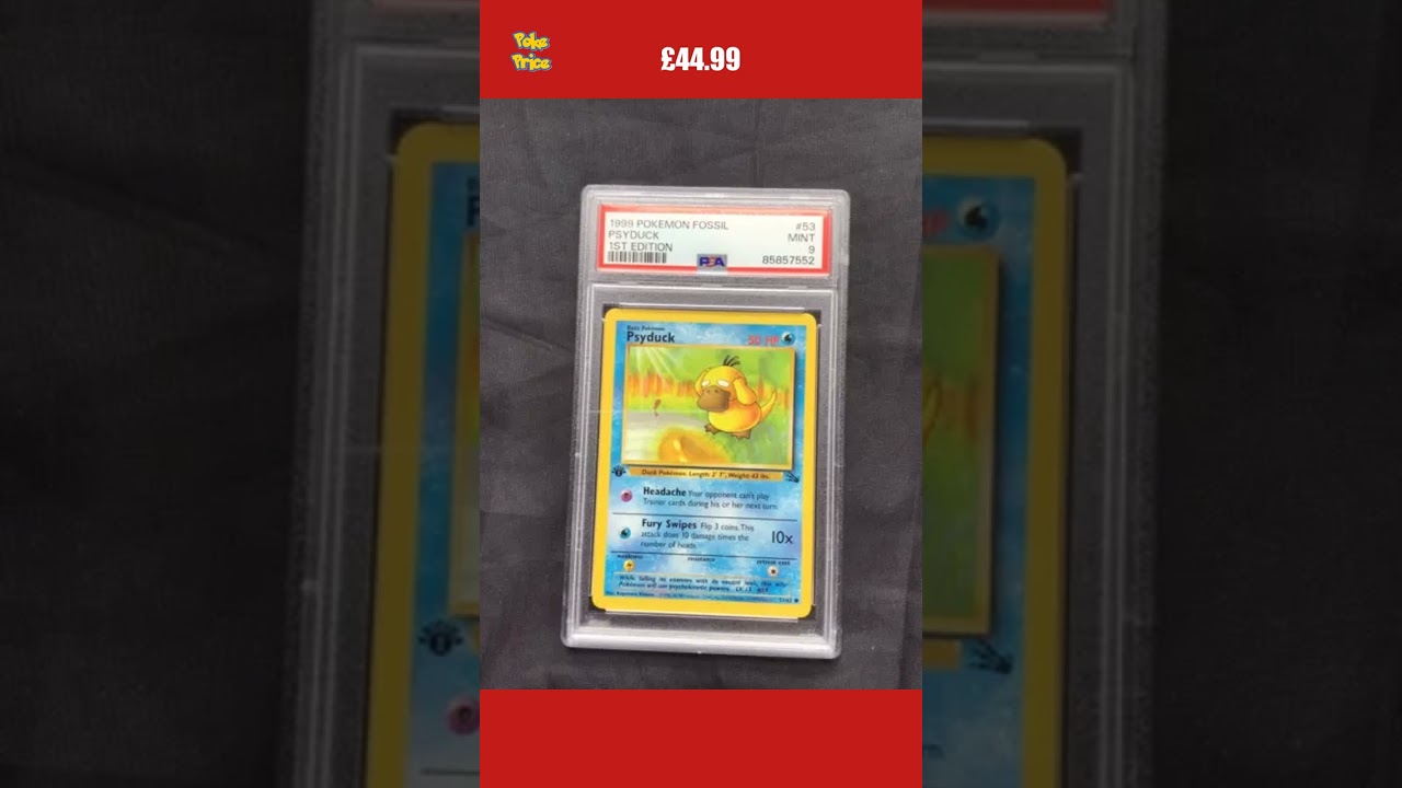 Pokemon Cards: Fossil 1st Edition Common: Psyduck 53/62 PSA 9
