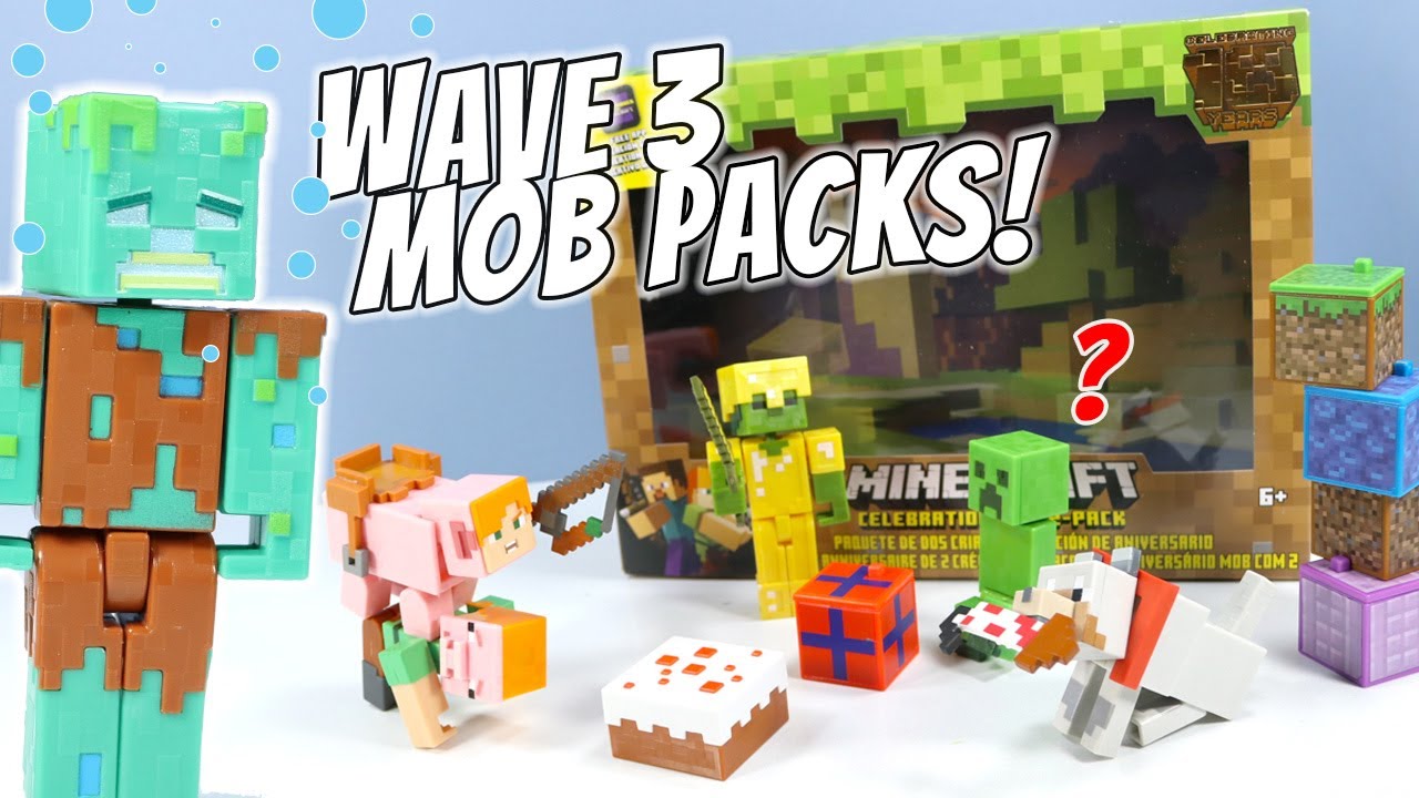 Minecraft Toys Comic Maker Action Figures Wave 3 Drowned & Mob Pack Mattel