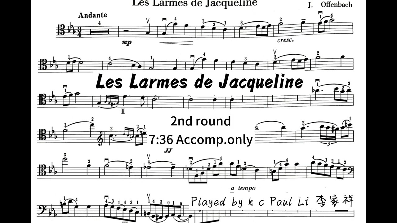 Les Larmes de Jacqueline - Accomp.for Cello