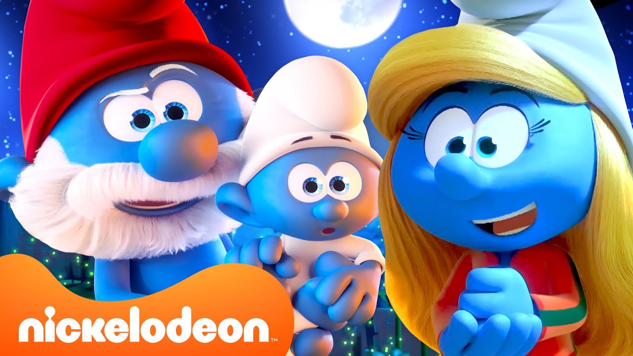 Hang Out in Smurf Village for 45 MINUTES... at Night! 🍄 | @Nicktoons