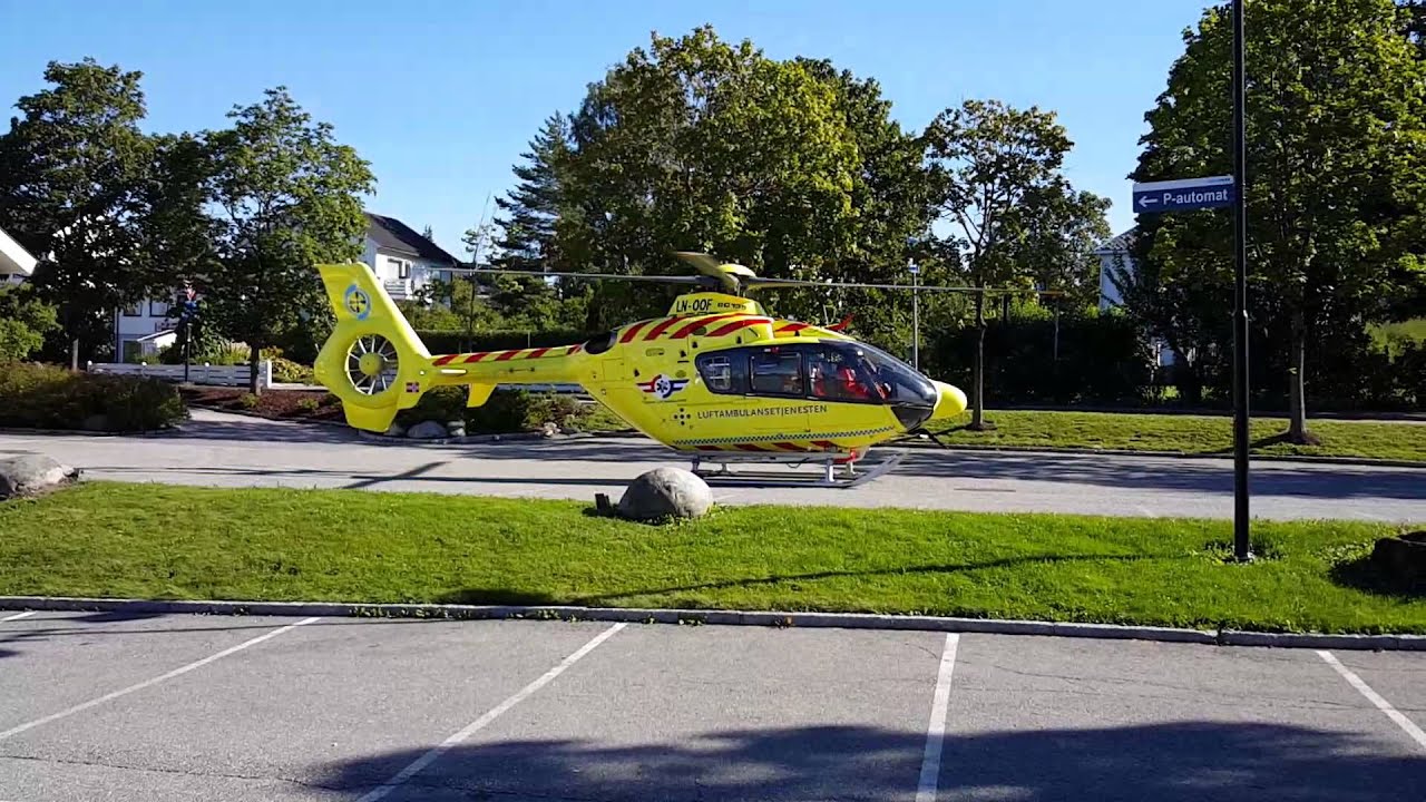 Norsk Luftambulanse EC-135 Startup and takeoff.