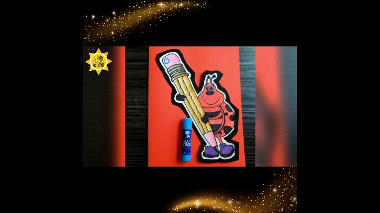 How to Draw a Ladybug Holding a Pencil & Make a Cute Puppet | Easy DIY 