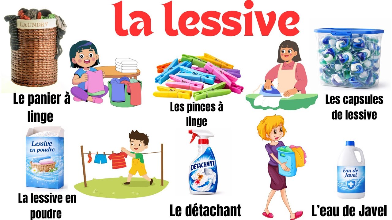 Le vocabulaire de la lessive en français (facile pour débutants)