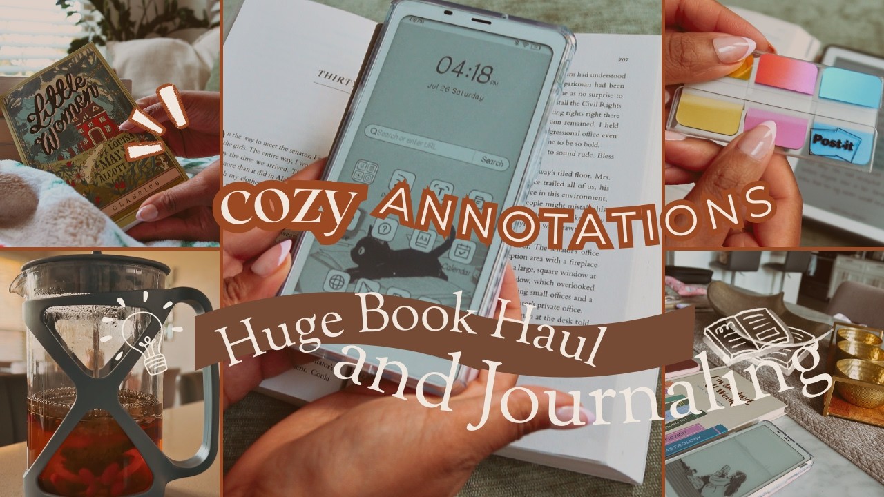 📚 Annotating Books & Reading Journal Setup | Cozy Book Haul + Boox Palma 2 Accessories 🧺