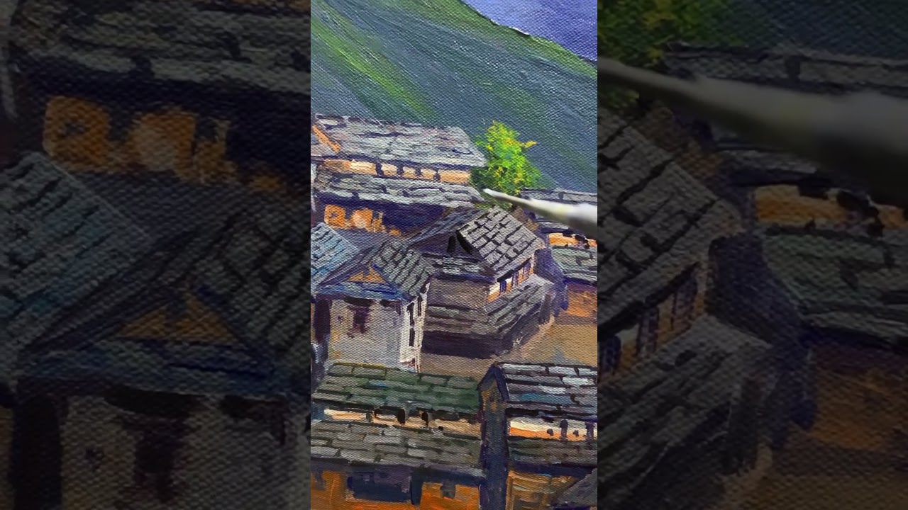 Super mountain sunrise painting! Detailing great ! #paint #painting