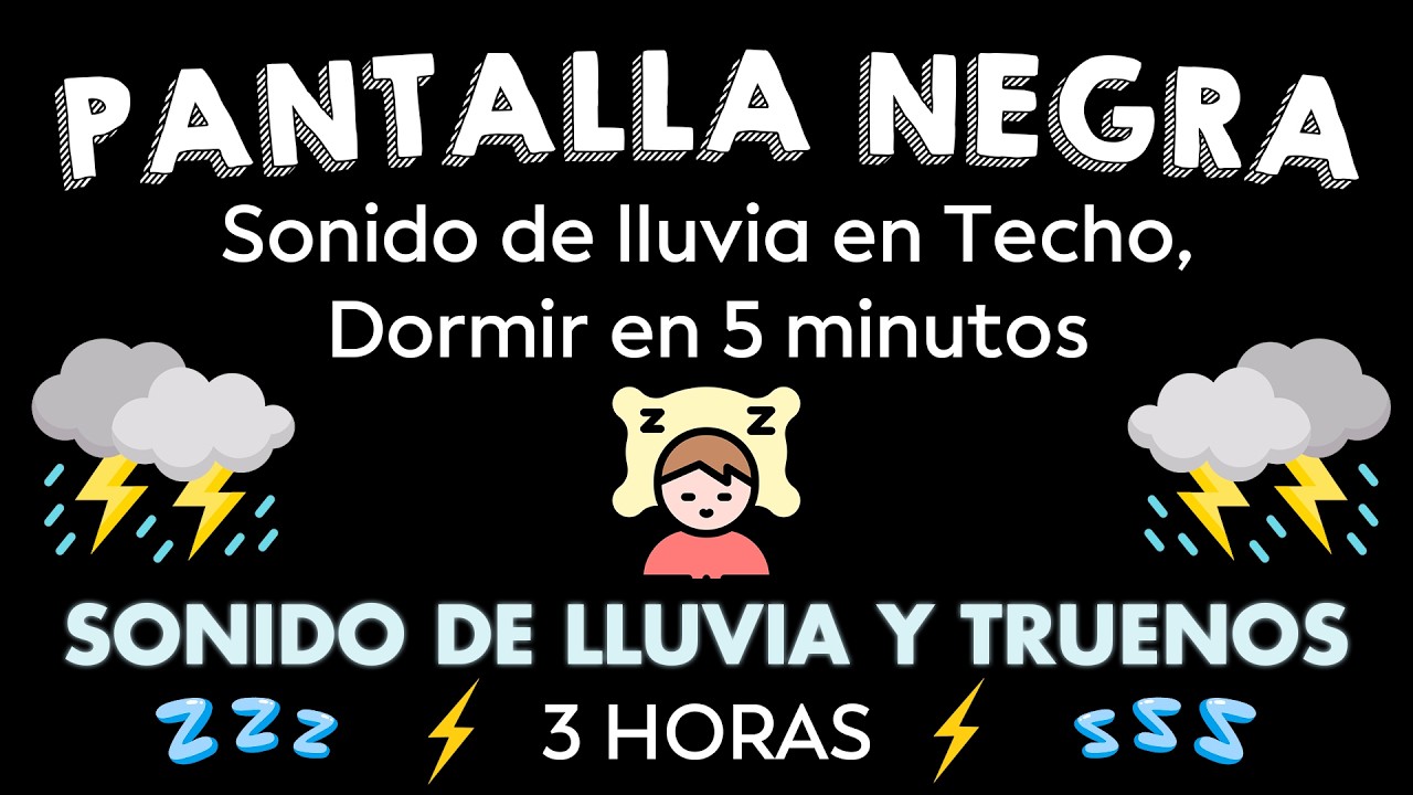 Tormenta Nocturna con Lluvia Intensa ⛈ PANTALLA NEGRA 🌙 Duerme en Minutos