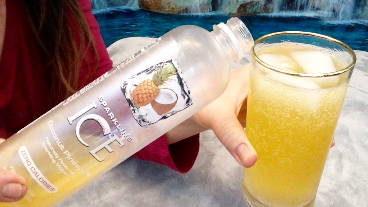 Coconut Pineapple Sparkling Ice Beverage Review, Info ASMR Whispers  (I drink it all) Over Ice