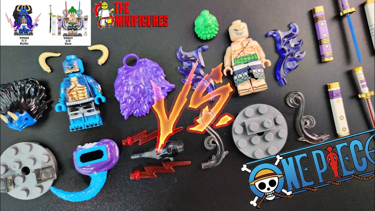 Unofficial Lego One Piece Kaido Hybrid Form vs Roronoa Zoro Minifigures by TP Brand | Kaido | Zoro