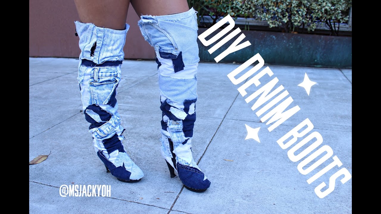 DENIM KNEE HIGH BOOTS! DIY, SUPER EASY!