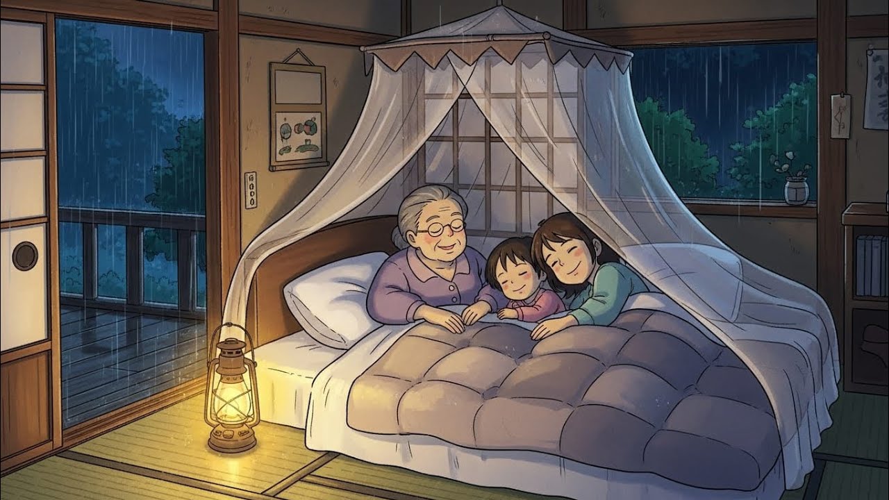 A Rainy Night with  the Grandmother  🌧️ | Cozy Family Dinner & Sleep | Ghibli-Inspired ASMR Story