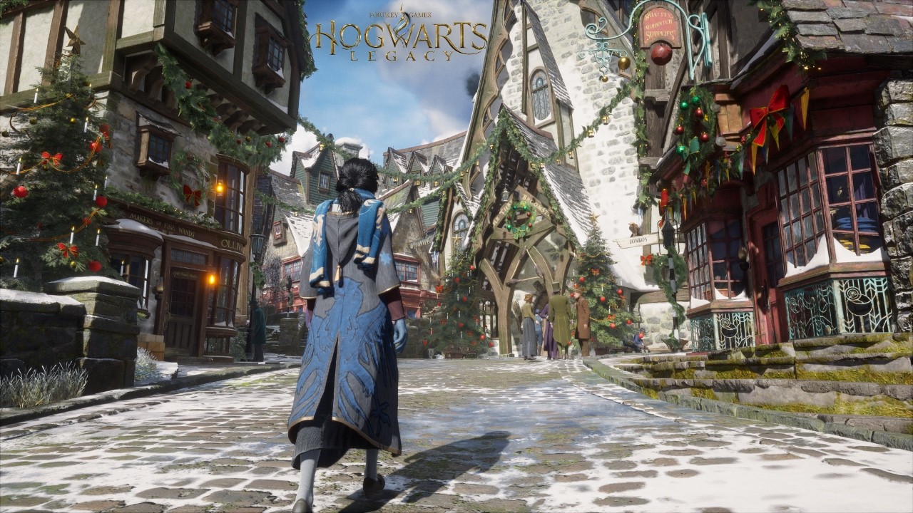 [4K] Relaxing Winter Walk to Hogsmeade From Ravenclaw Common Room | Hogwarts Legacy Ambience