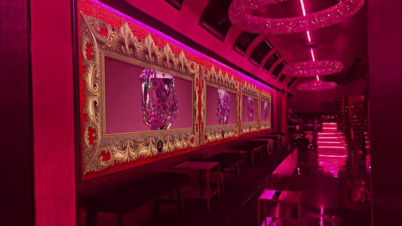 Large format (pano) animation content design for club video led screen upgrade.