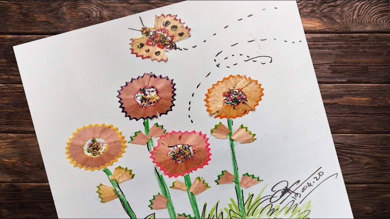 Pencil shaving art (flowers ) II By Colourless Nasir