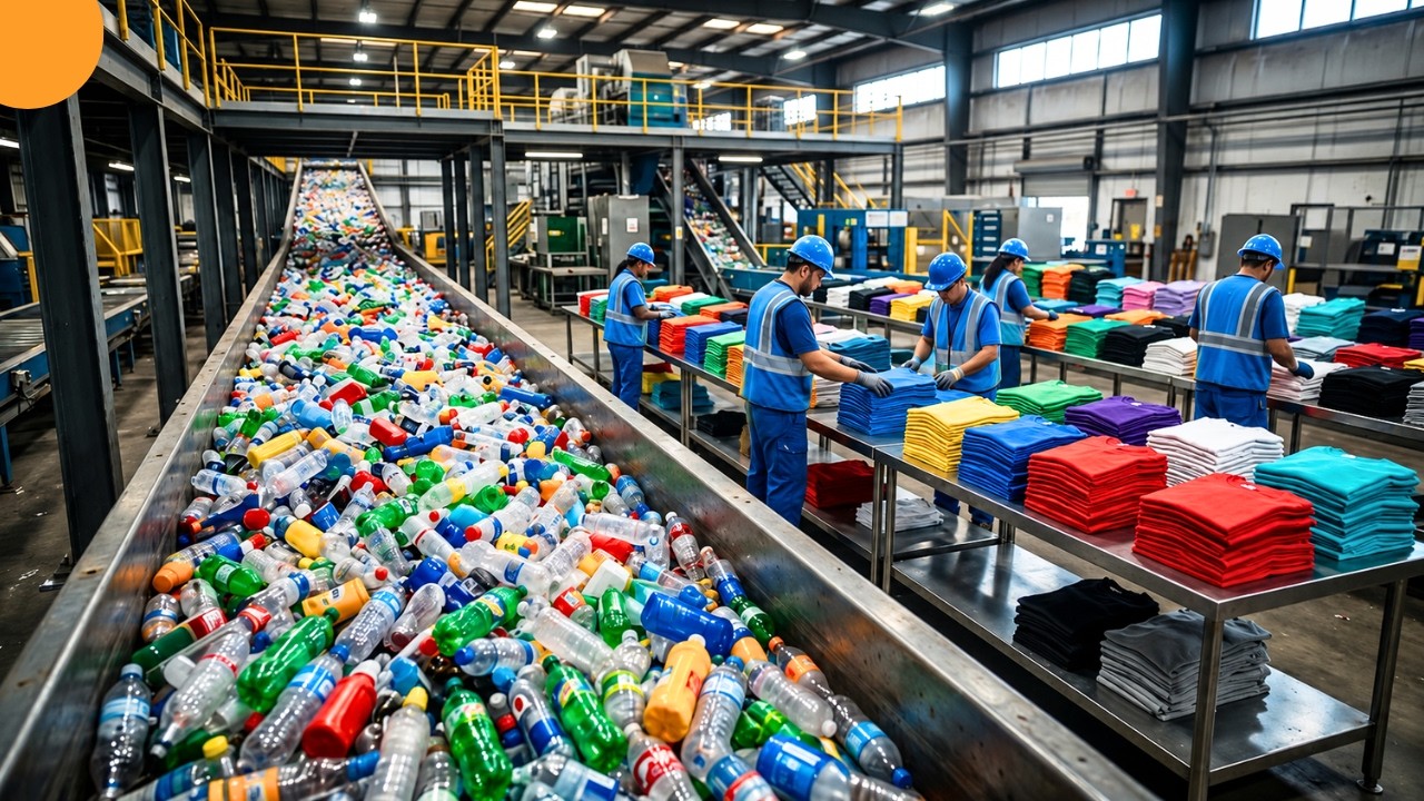 Inside Mega Recycling Factory | How T-Shirts Are Made From Waste Plastic Bottles (Full Process)