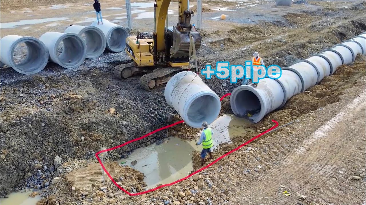 Drainage Construction - Installing Reinforced Concrete Pipes