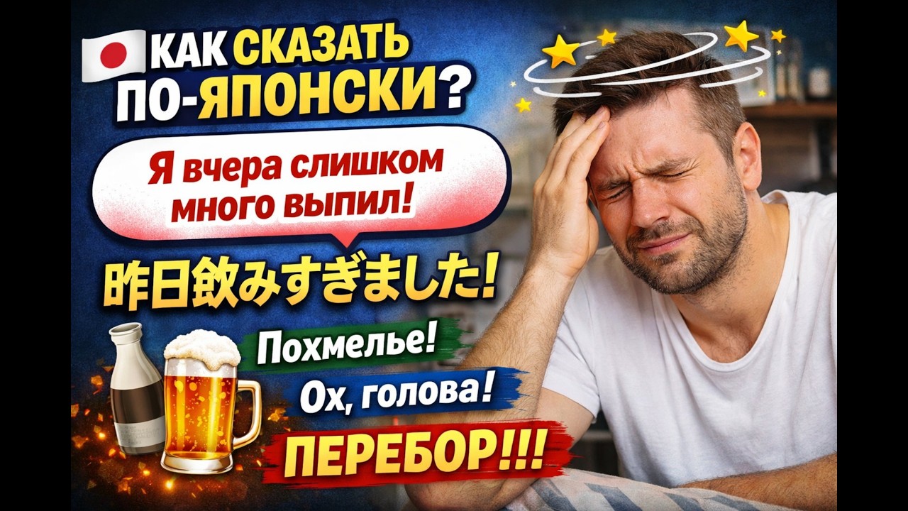 Как по-японски сказать: «Я вчера слишком много выпил»? 🍻 | 飲みすぎました！日本語で言える？