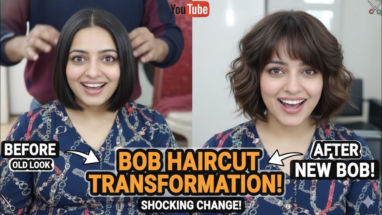 ​Shocking Bob Haircut Transformation! ✂️ Old Look vs New Look​ Bob to Wavy Bob! Gir💇‍♀️