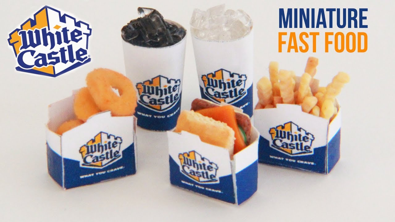 White Castle : How To Make Miniature Fast Food : Polymer Clay : Onions Rings, Sliders, Fries, Coke
