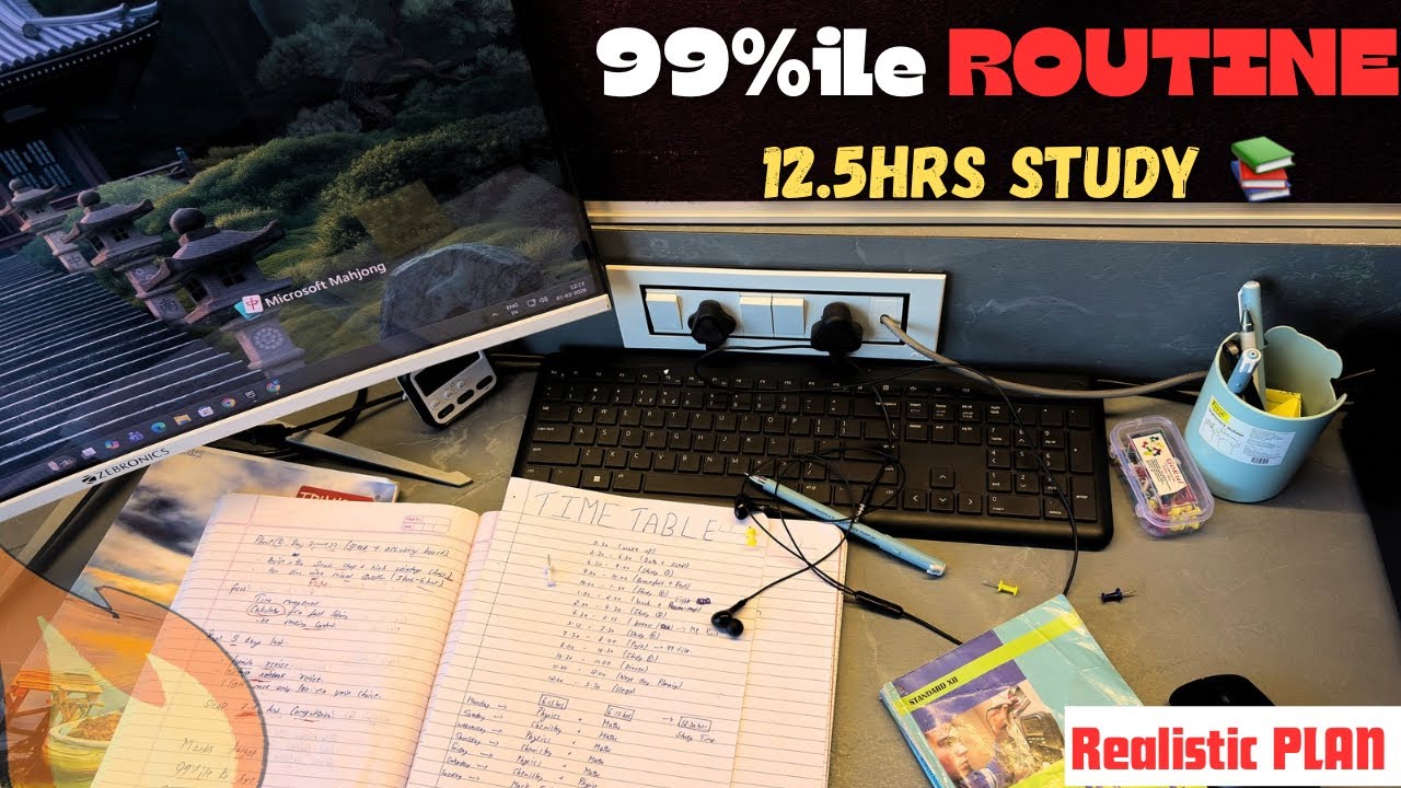 99%ile JEE Timetable 🔥 | Study 12.5 Hours Daily (Realistic Plan) #jee2026  #studyplan #99percentile 