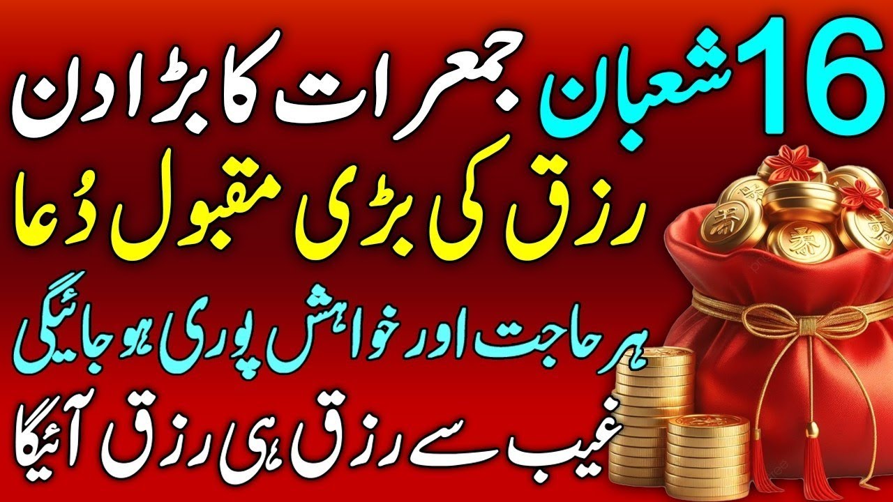 16 Shaban Jumerat Ka Bara Din Rizq KI Badi Maqbool Dua | Har Hajat Or Khawaish Puri | Dua For Rizq