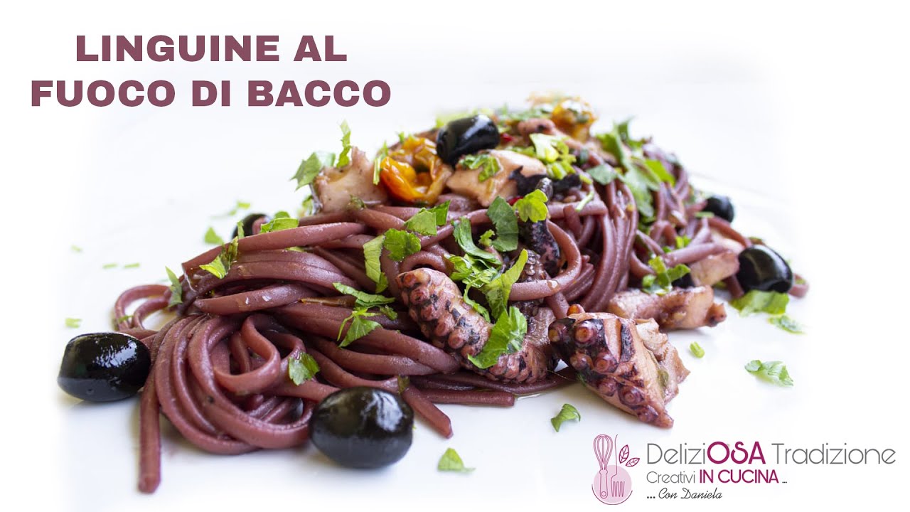 Linguine al fuoco di Bacco con polpo
